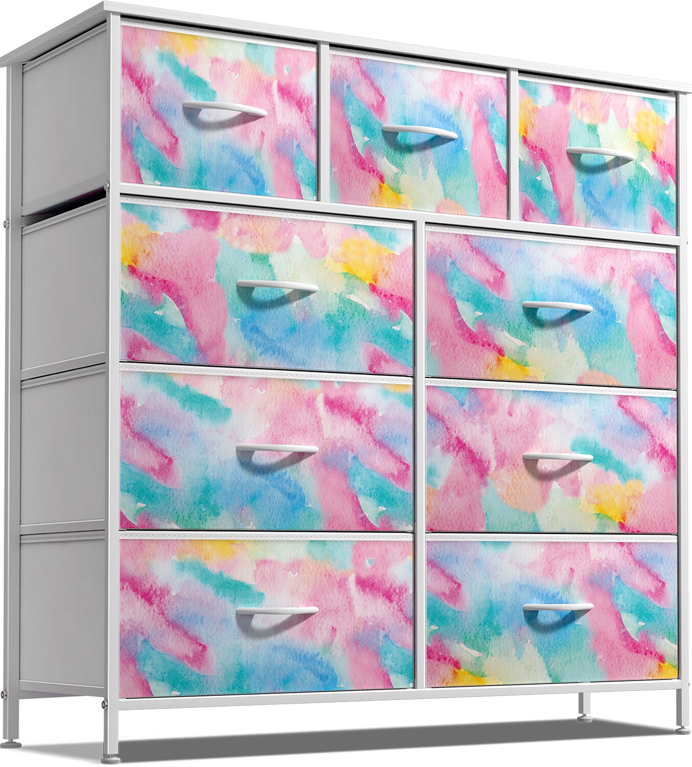 Sorbus Dresser with 9 Drawers - Furniture Storage Chest Tower Unit for Bedroom, Closet, etc - Steel Frame, Wood Top, Fabric Bins