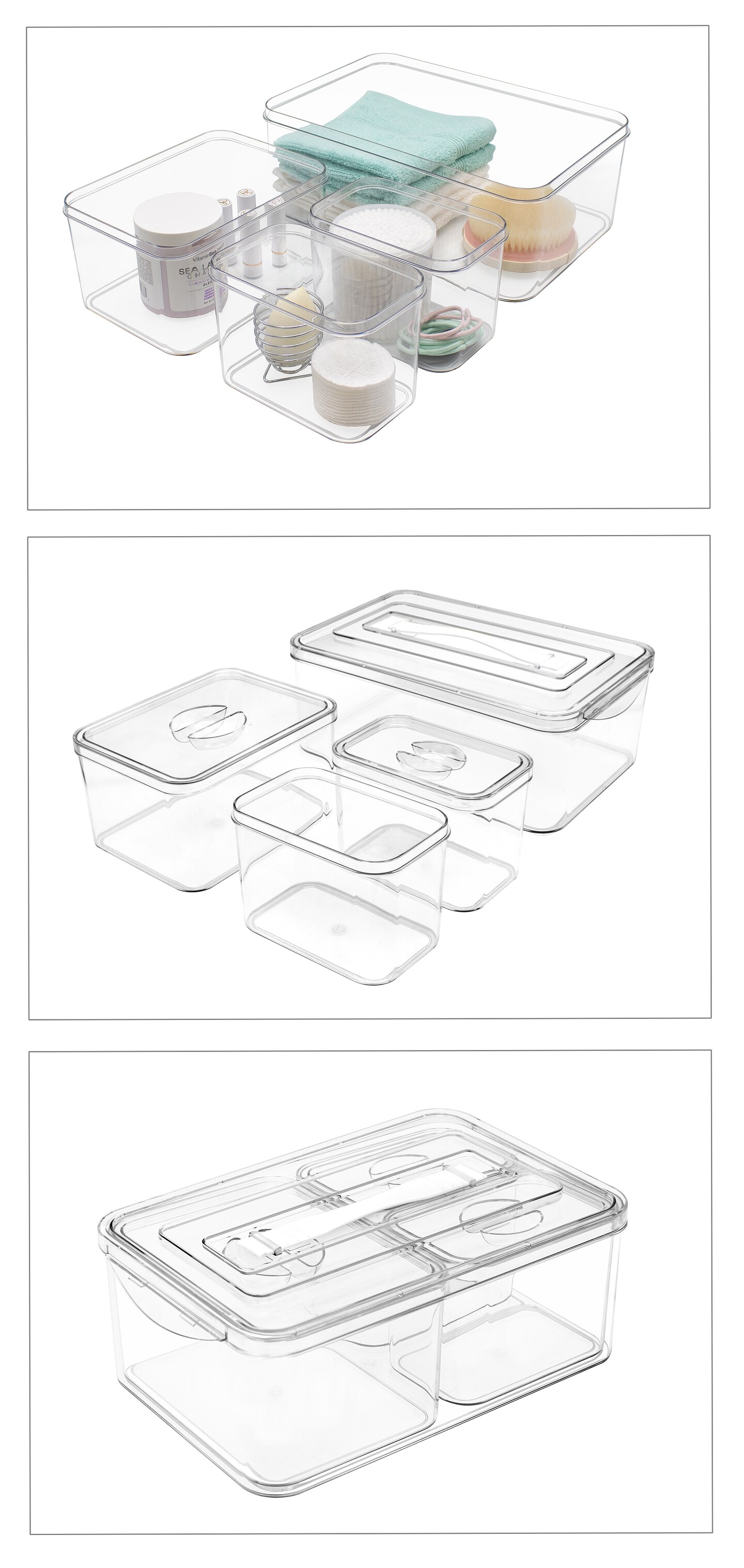 Sorbus 4 Pack Clear Stackable Storage Bin with Lid - Nest for space saving. Perfect for bedroom, bath &#x26; more