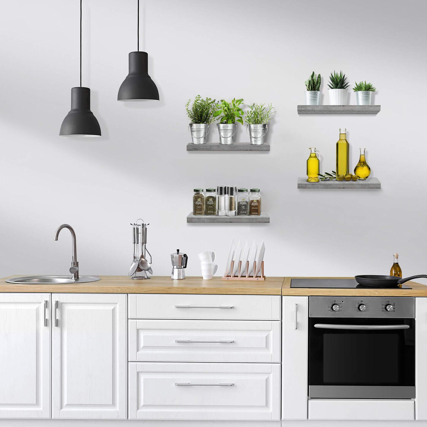 Sorbus 4 Pack Wall Mounted Floating Shelves - for storage and displaying showpieces, home decor items, and other prized possessions