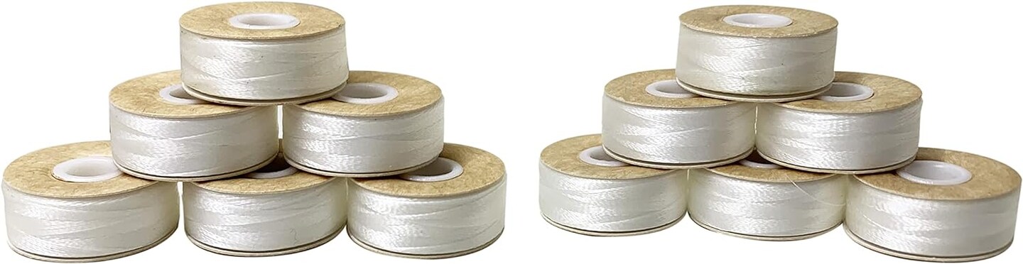 144 White Prewound Bobbins for Embroidery Machines Size L (SA155) Cardboard Sided Good for Brother, Babylock, Janome, Bernina, Husqvarna, Pfaff Embroidery Machines Etc (White) - 60 Weight