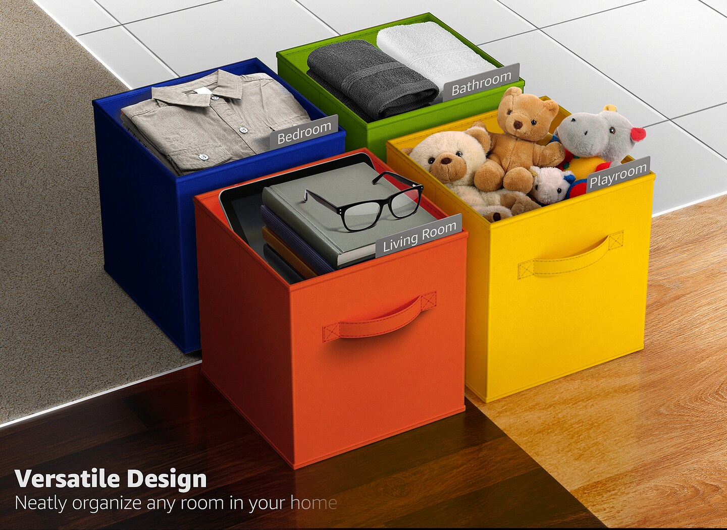 Sorbus 6 Pack 11 Inch Foldable Storage Cubes with Handles- for Organizing Home, Shelves, Nursery, Playroom, Closet and More