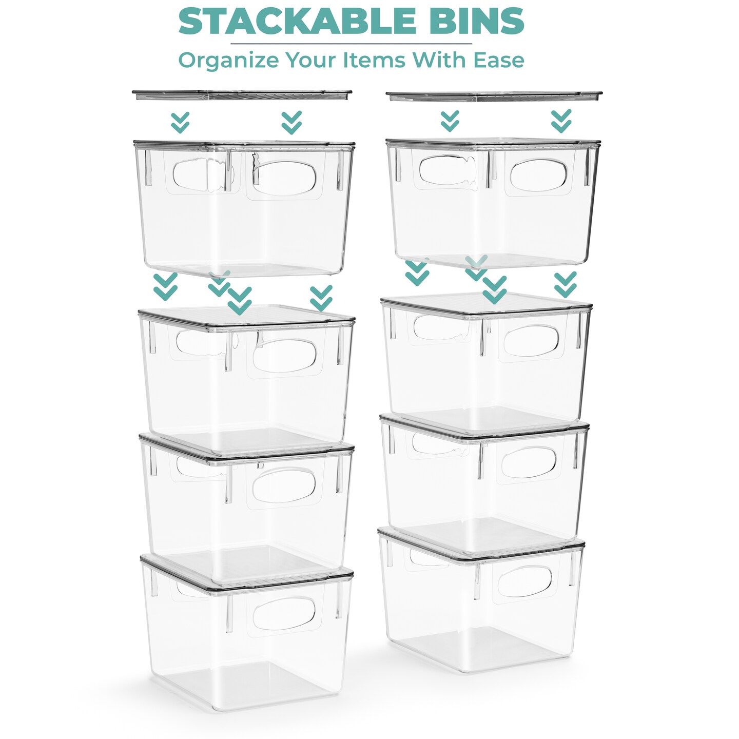 Sorbus 8 Pack Medium Clear Acrylic Storage Bins with Lids - Perfect for Kitchen, Pantry, Home Organization, and Storage