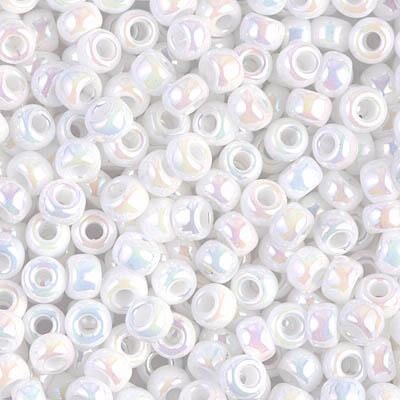 Miyuki 6 Round Seed Bead, 6-471, White AB (was 6-402R)