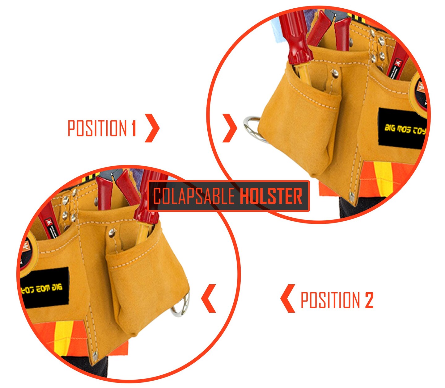 Big Mo's Toys Tool Belt - Kids Brown Faux Suede Pretend Play Belt for Tools with Adjustable Strap