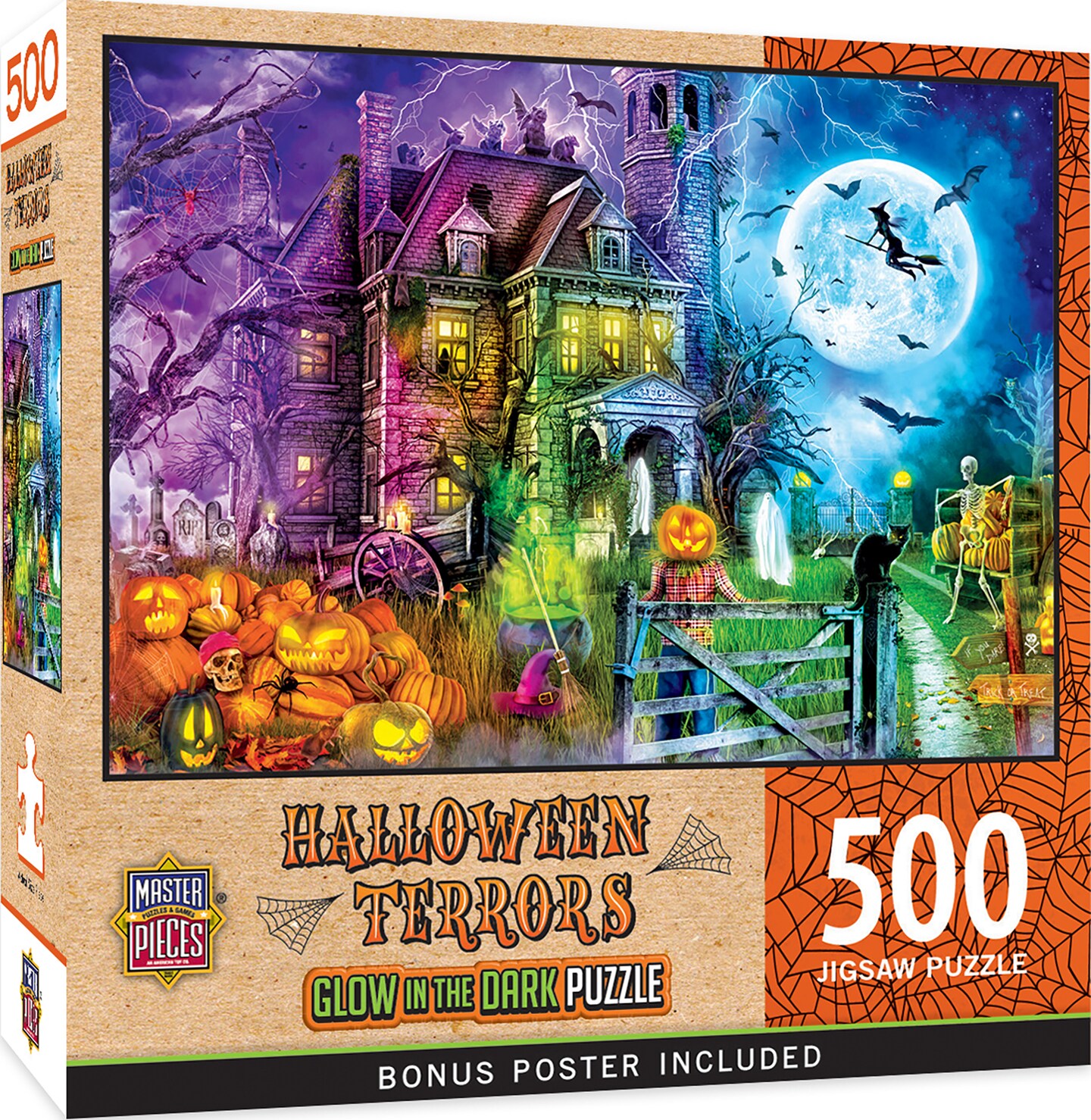 MasterPieces 500 Piece Glow in the Dark Halloween Jigsaw Puzzle - Halloween Terrors - 15"x21"