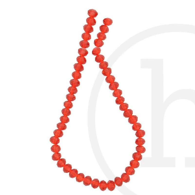 Glass Beads Faceted Rondell Light Red