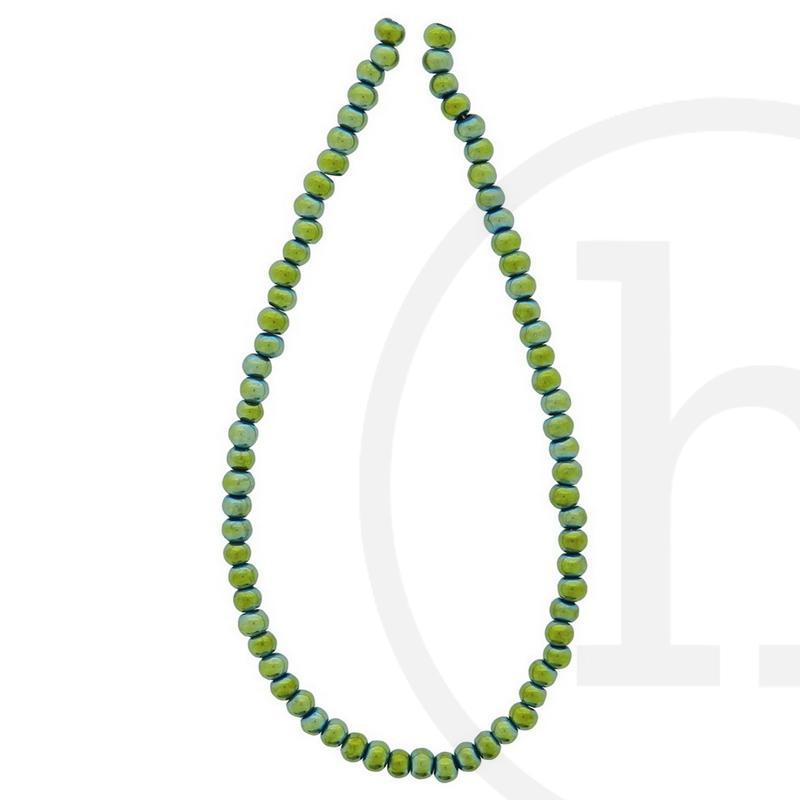 Glass Beads Round Green Iris