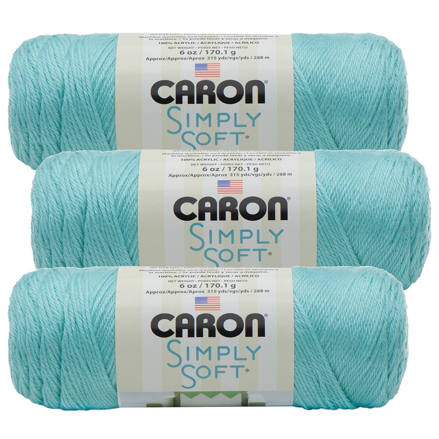 (Pack of 3) Caron Simply Soft Solids Yarn-Robin&#x27;s Egg