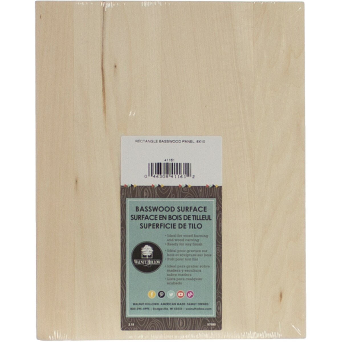 Walnut Hollow Basswood Rectangle Panel-8&#x22;X10&#x22;