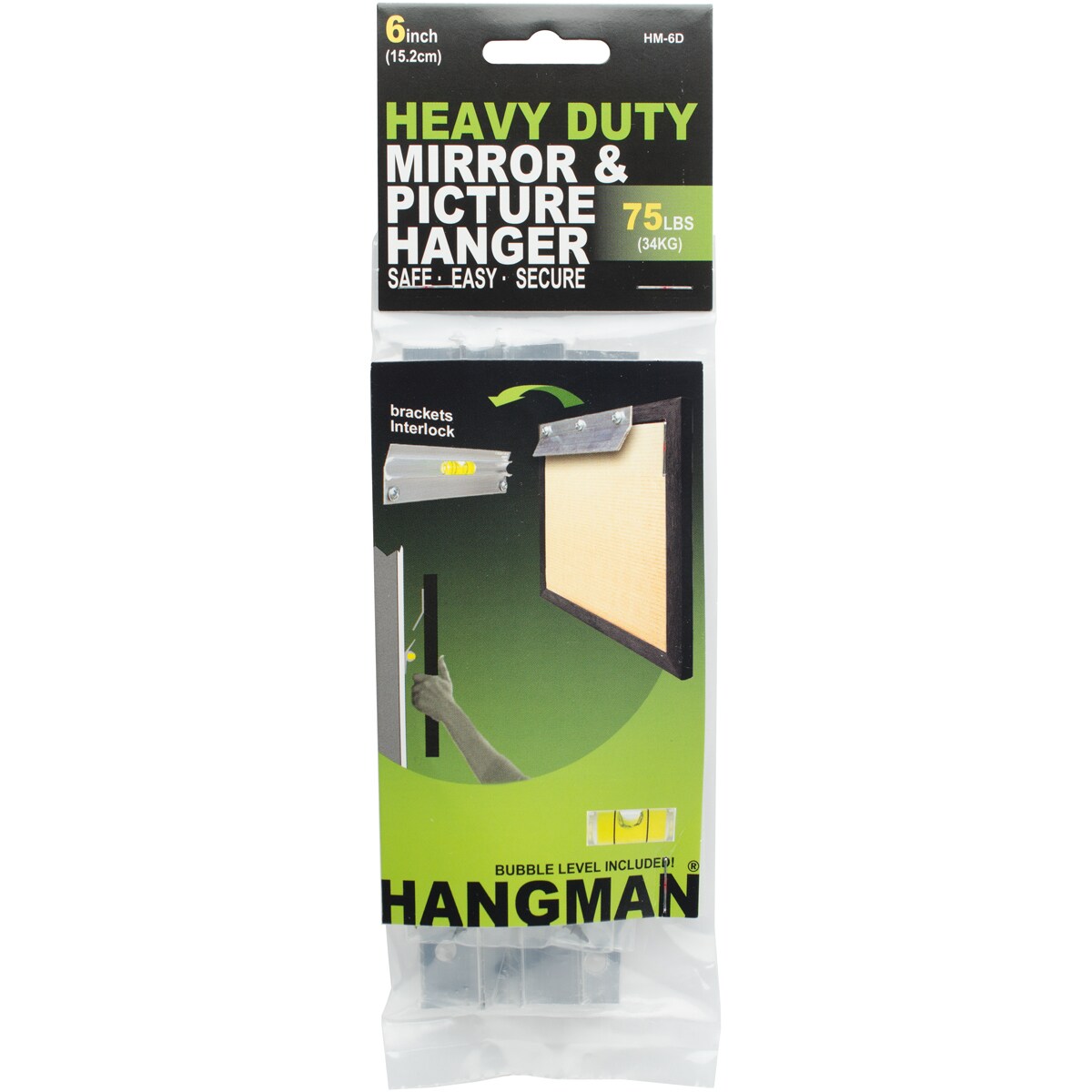 Hangman Heavy Duty Mirror & Picture Hanger W/Walldogs 6"-75lbs