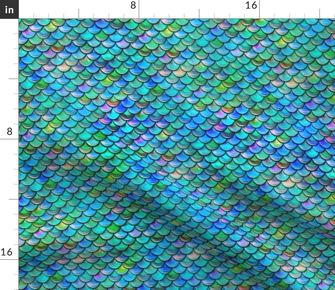 Mermaid Scales Fish Ocean Mermaids Aquatic Custom Printed Fabric by Spoonflower Various Fabrics by the Yard or Fat Quarter