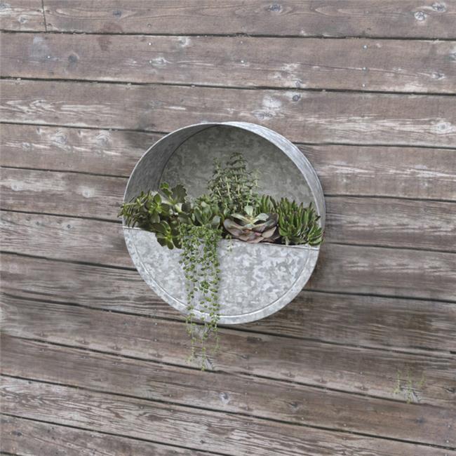 Panacea Products  14 in. Dia. Metal Wall Planter, Silver