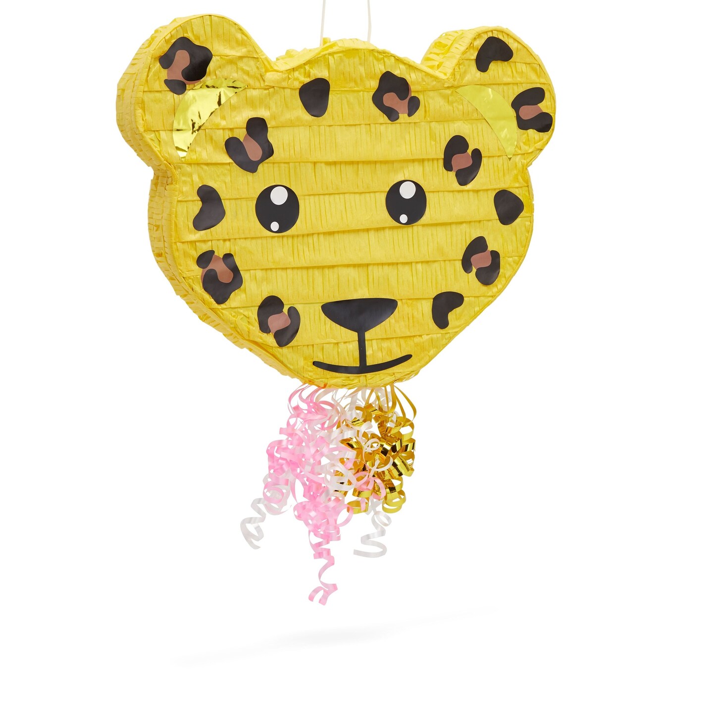 Small Pull String Leopard Pinata for Jungle Safari Birthday Party  Decorations (16.5 x 13 x 3 In)