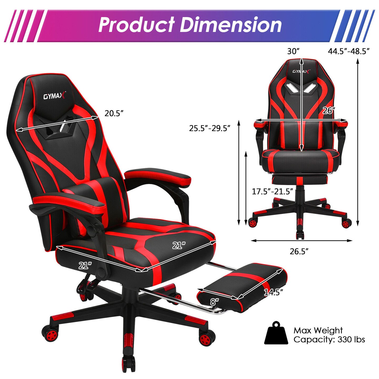 Costway Massage Gaming Chair Racing Recliner Computer Desk Chair w/Footrest