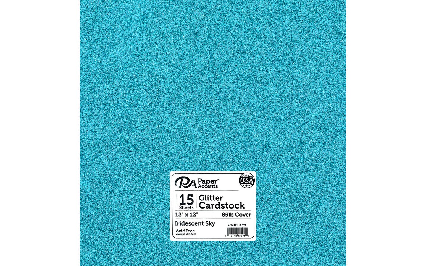 PA Paper Accents Glitter Cardstock 12" x 12" Iridescent Sky, 85lb