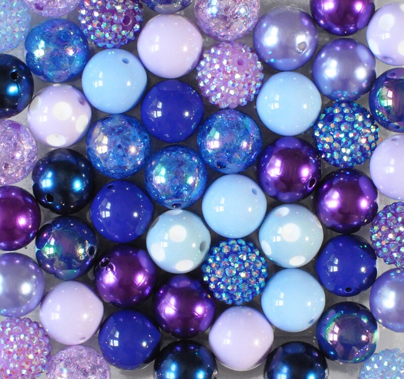 20mm Midnight Blue acrylic bubblegum bead mix
