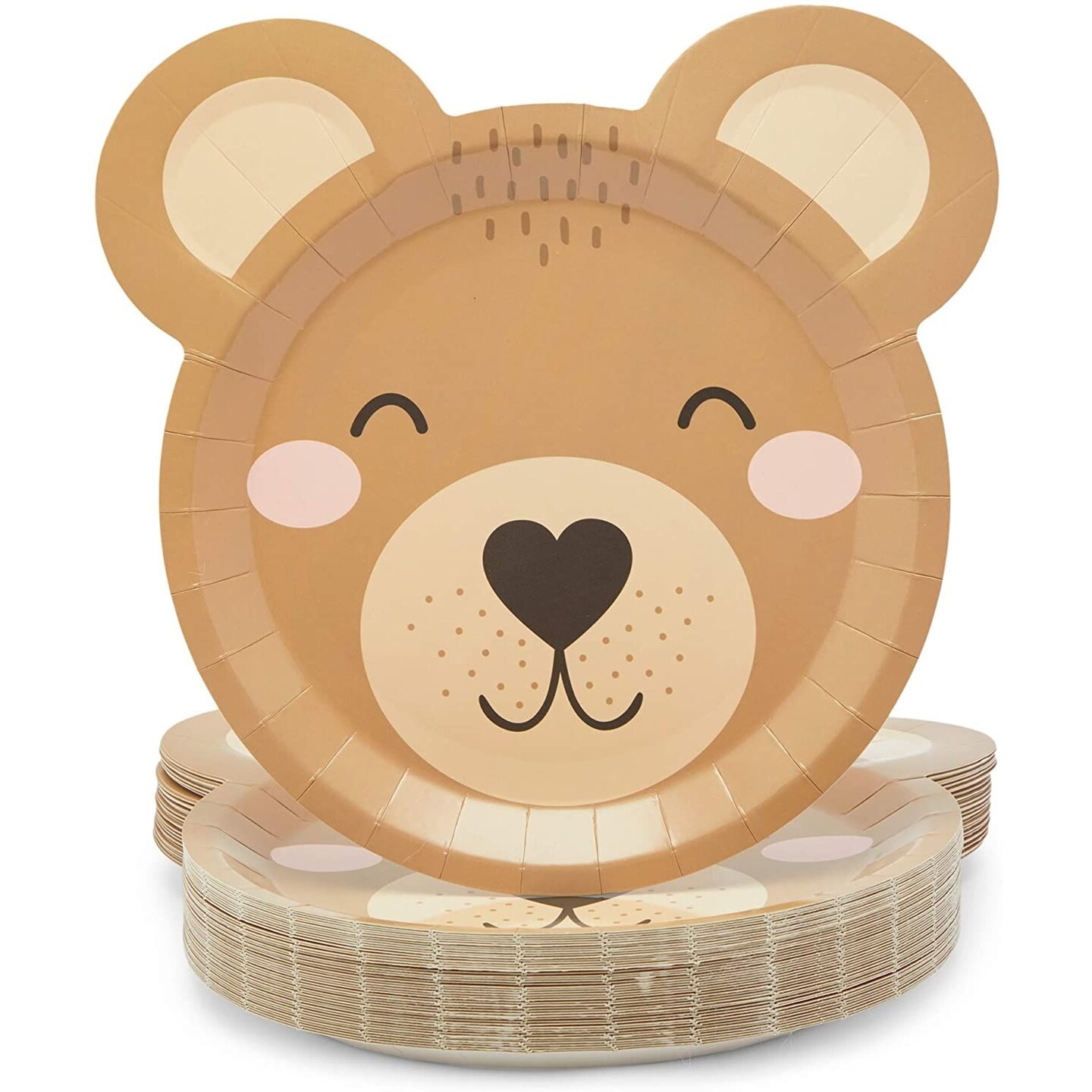 48-Pack Teddy Bear Paper Plates for Baby Shower Decorations (11x11 in)