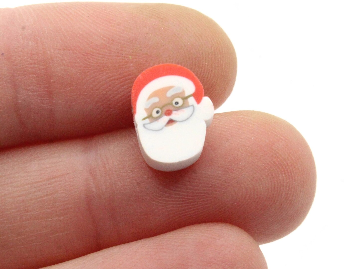 20 Polymer Clay Red and White Santa Claus Beads bB1