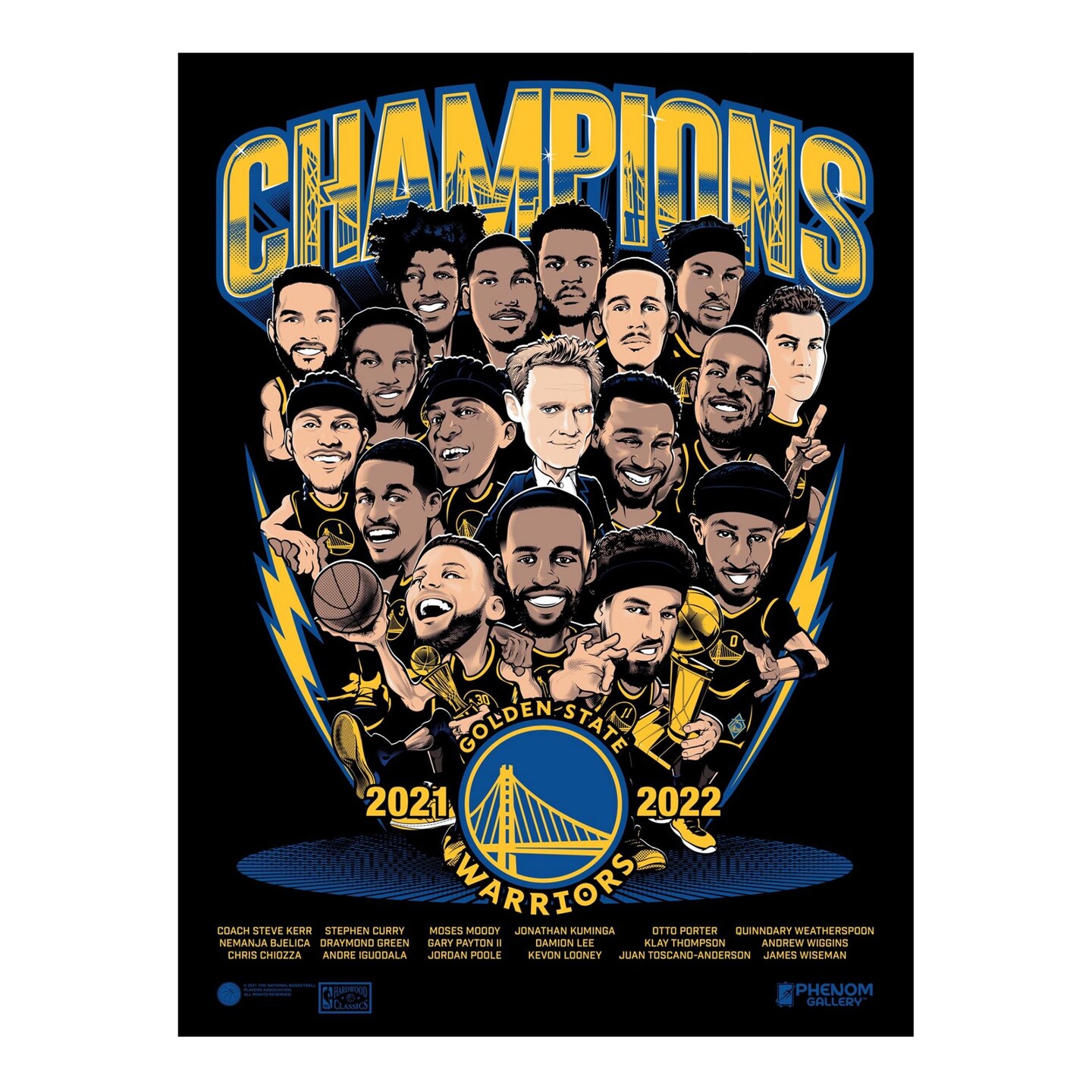 Phenom Gallery Golden State Warriors 2022 NBA Championship 18&#x22; x 24&#x22; Deluxe Framed Serigraph