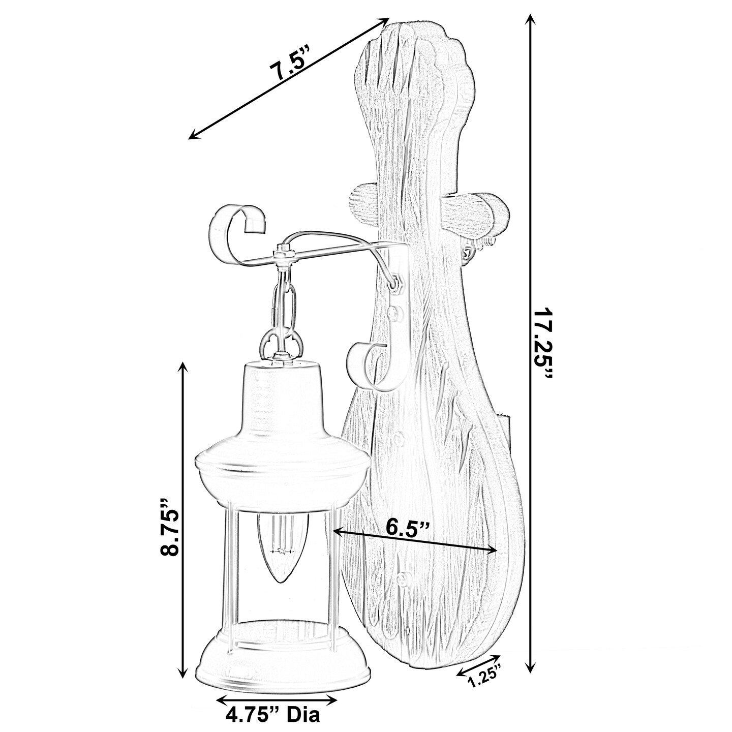 Vintage Industrial Unique Shape Wooden Wall Lamp, Wall Sconce Light for Home, Restaurant or Bar