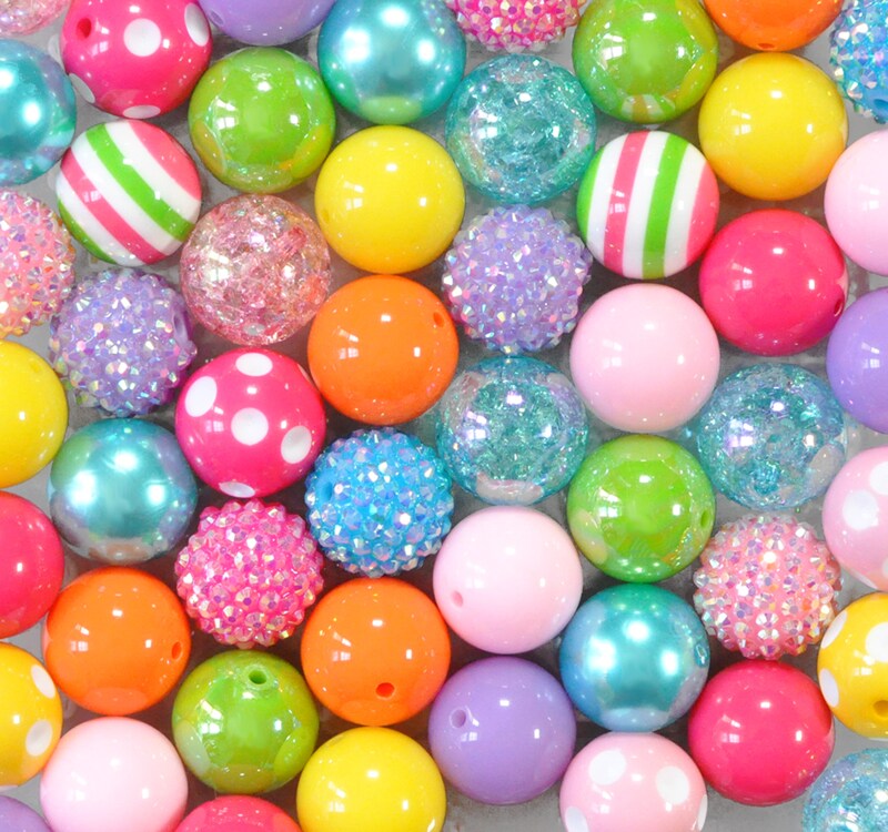 20mm Rainbow Pop acrylic bubblegum bead mix