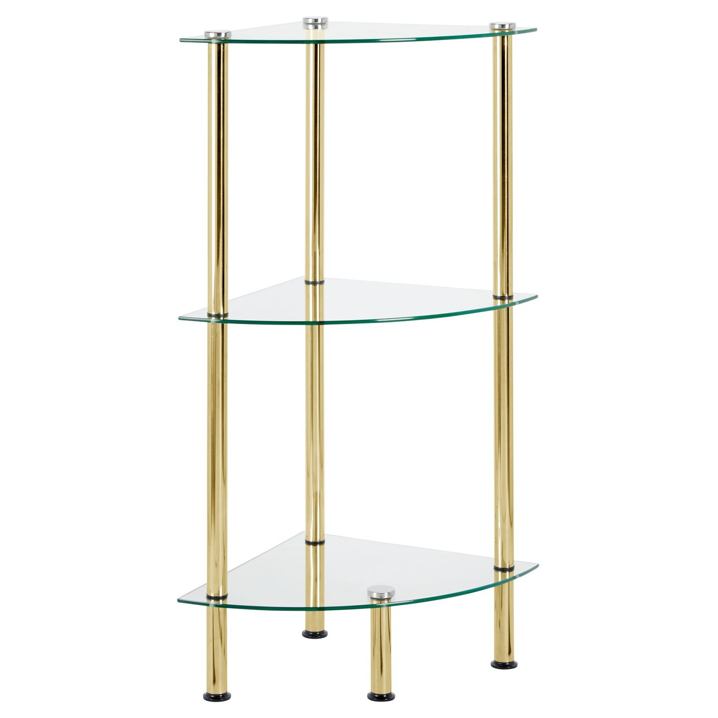 mDesign Glass Corner 3-Tier Tower Cabinet Storage Organizer Shelves