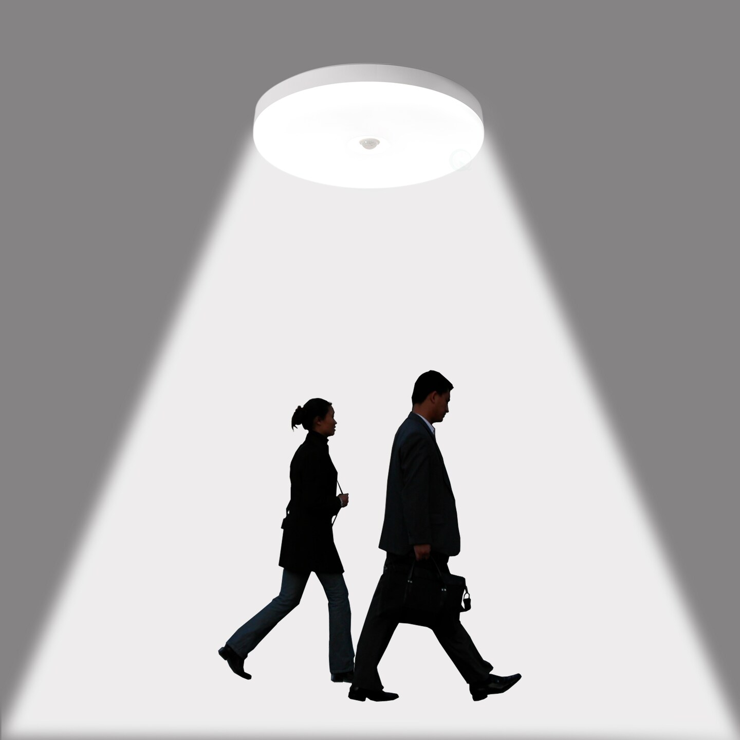 Modern White Round 12 Inch Motion Sensor LED Indoor Ceiling Light Flush Mount Fixture 6500K Daylight, 1800lm 18W Energy Efficient with Adjustable Beam Angle for Living Room, Bedroom, Bathroom,