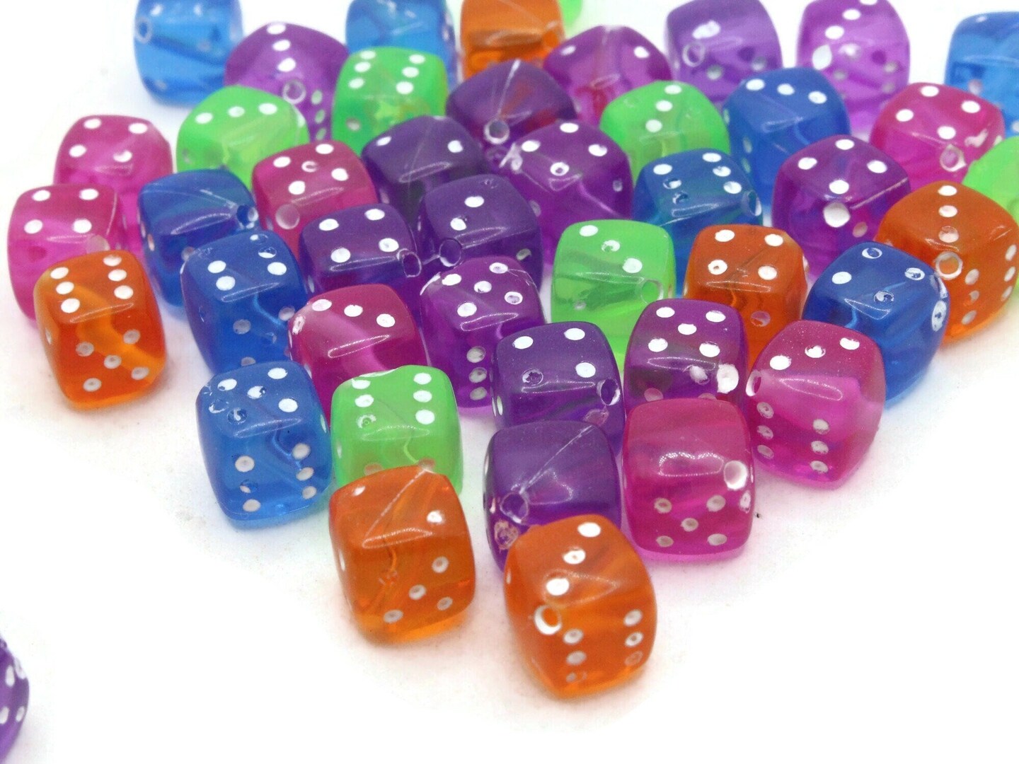 50 8mm Multicolor Acrylic Six Sided Dice Bead Cube Beads