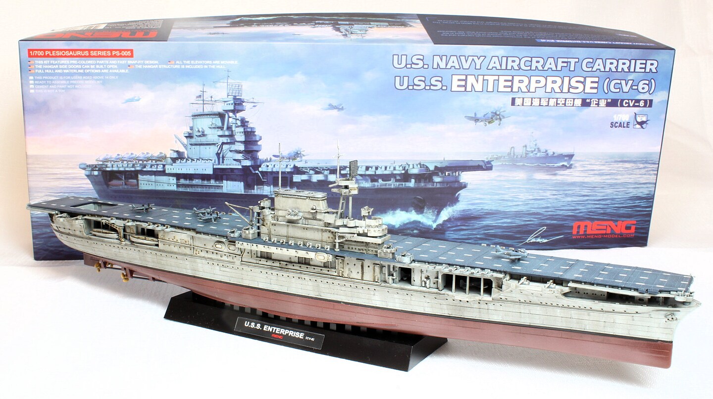 Meng 1/700 USS Enterprise CV6 USN Aircraft Carrier (Snap) Plastic Model ...