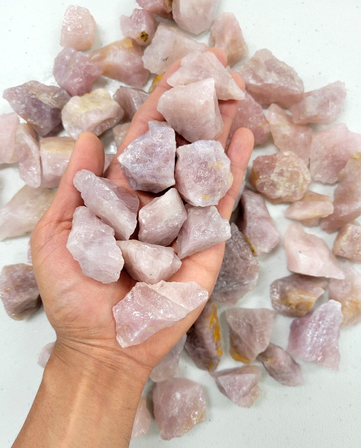 Lavender Rose Quartz Crystals - Raw Rough Stones Bulk