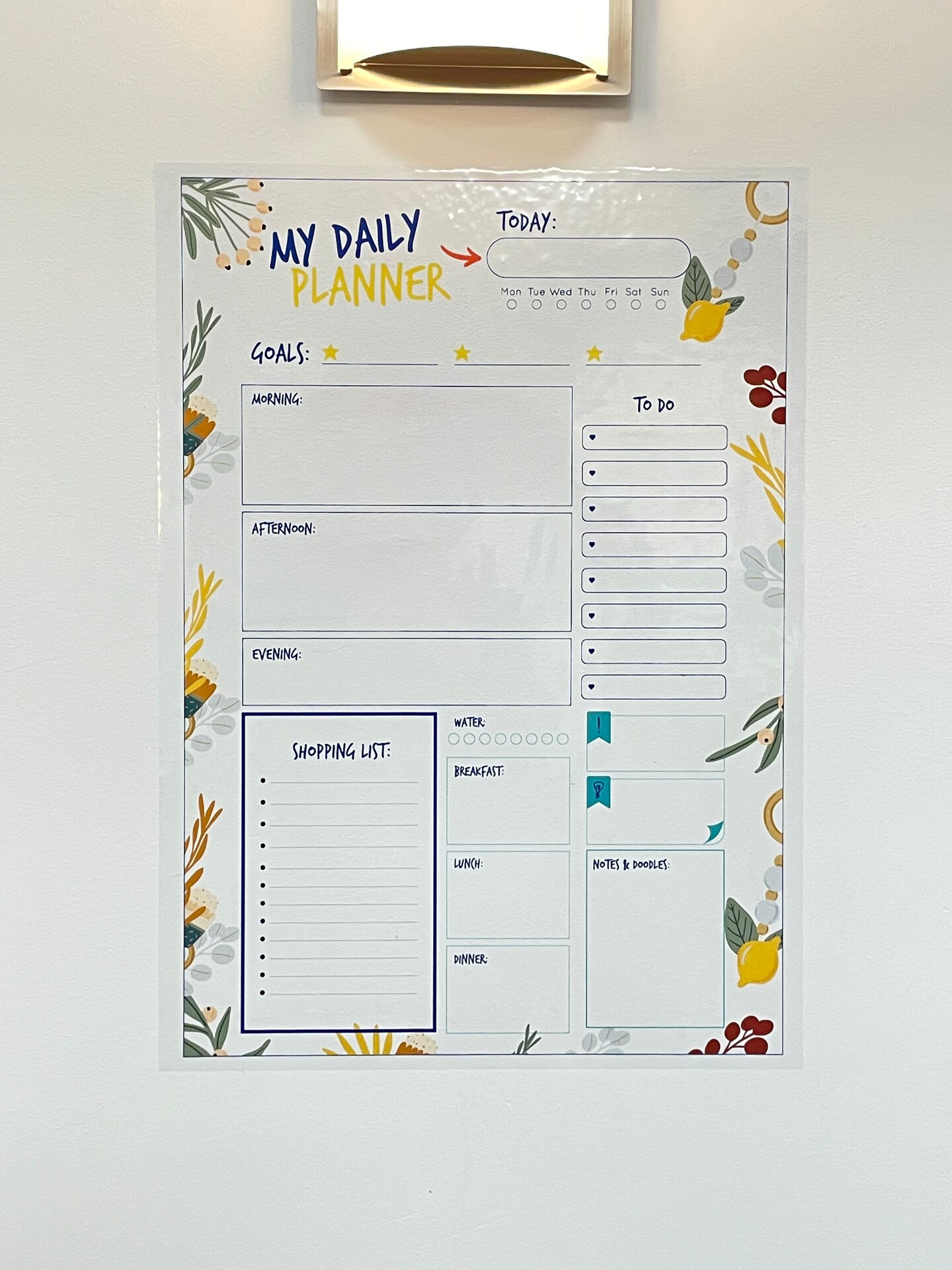 Static Holding Dry-Erase Daily Planner , Mom Daily Planner , Teacher Planner, 2023 Wall Calendar, Educational Wall Art (No Glue - No Tape)
