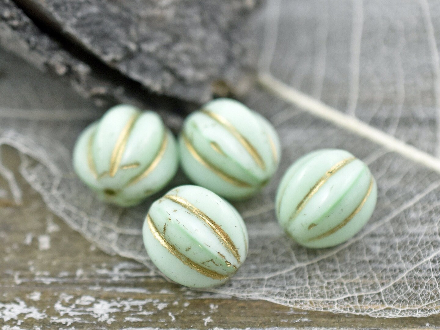 Gold Washed Mint Green Round Melon Beads Michaels