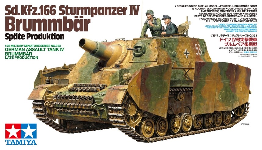 Tamiya  1/35 TAM35353 - 1/35 Tamiya German SdKfz 166 Sturmpanzer IV Brummbar Late Assault Tank Assembly Kit
