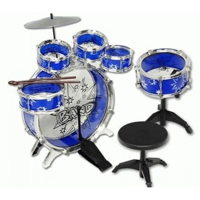 AZImport  Kids Drum Set Musical Instrument Toy Playset, Blue - 11 Piece