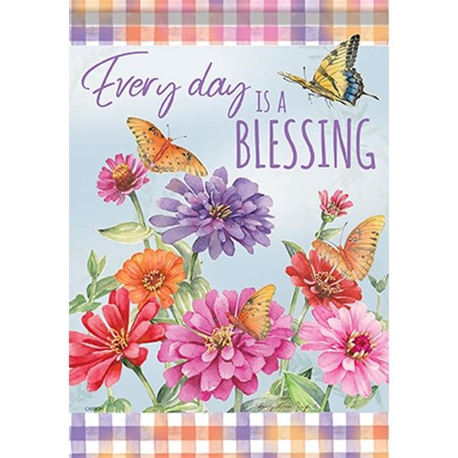 Carson Home Accents 243050 12.5 x 18 in. Zinnias & Butterflies Durasoft