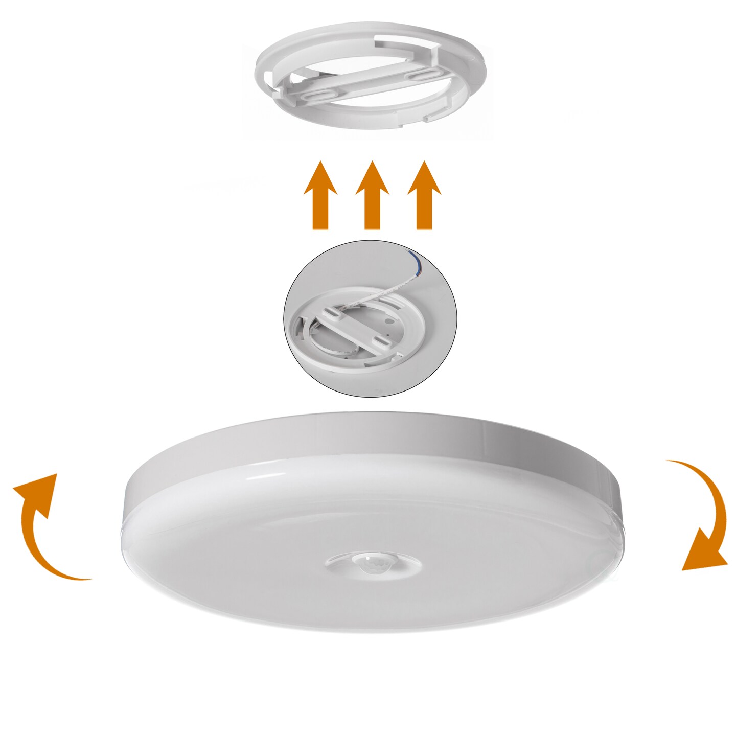 Modern White Round 12 Inch Motion Sensor LED Indoor Ceiling Light Flush Mount Fixture 6500K Daylight, 1800lm 18W Energy Efficient with Adjustable Beam Angle for Living Room, Bedroom, Bathroom,