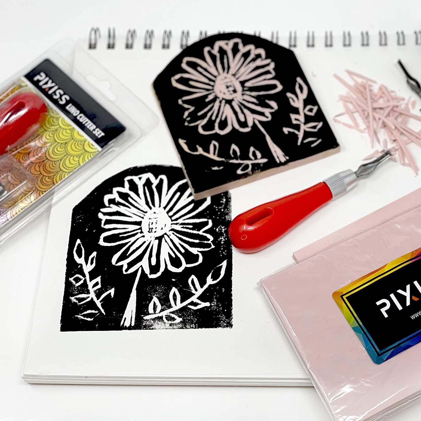 Pixiss Rubber Block Stamp Carving with Cutter Tools