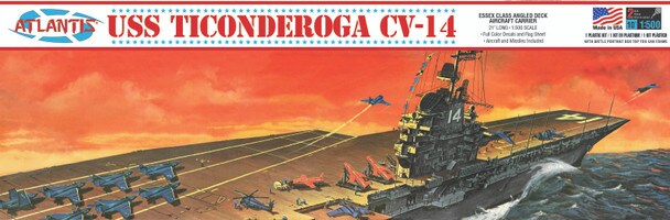 Atlantis Models  1/500 Atlantis Models USS Ticonderoga CV-14 Aircraft Carrier Plastic Model Kit Plastic Model