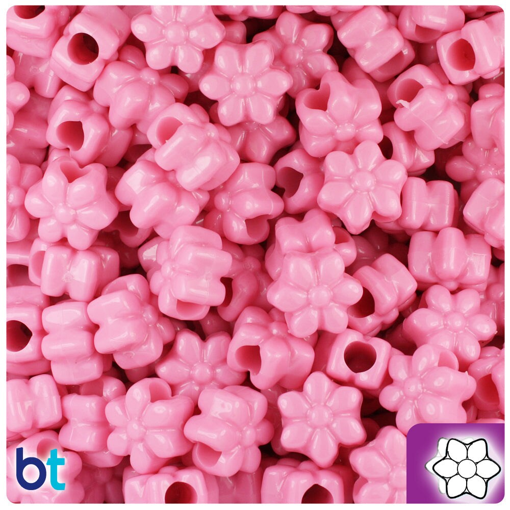BeadTin Baby Pink Opaque 13mm Flower Plastic Pony Beads (250pcs)