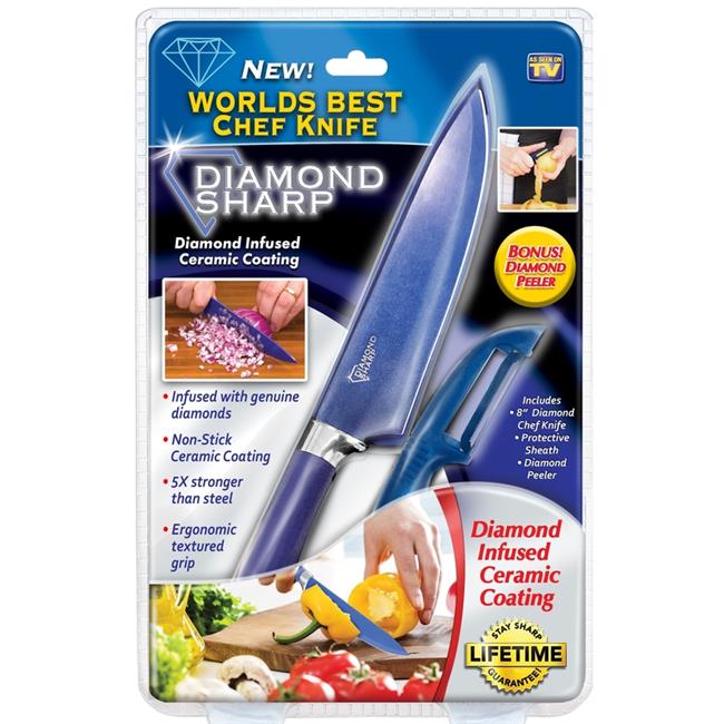 As Seen on TV 6006435 Stainless Steel Diamond Sharp Knife & Peeler Set -  Pack of 2