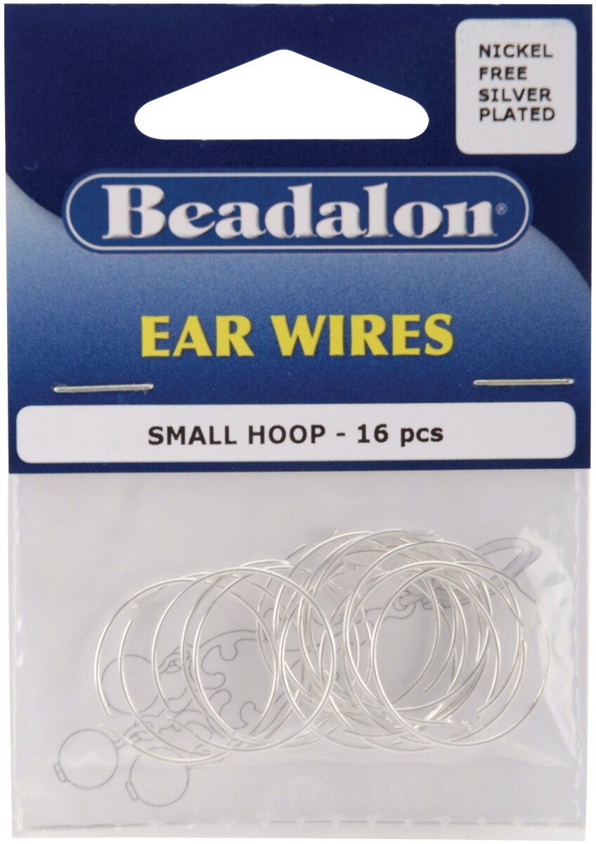 Beadalon Ear Wire Beading Hoops Small 20mm 16/Pkg-Silver-Plated & Nickel-Free