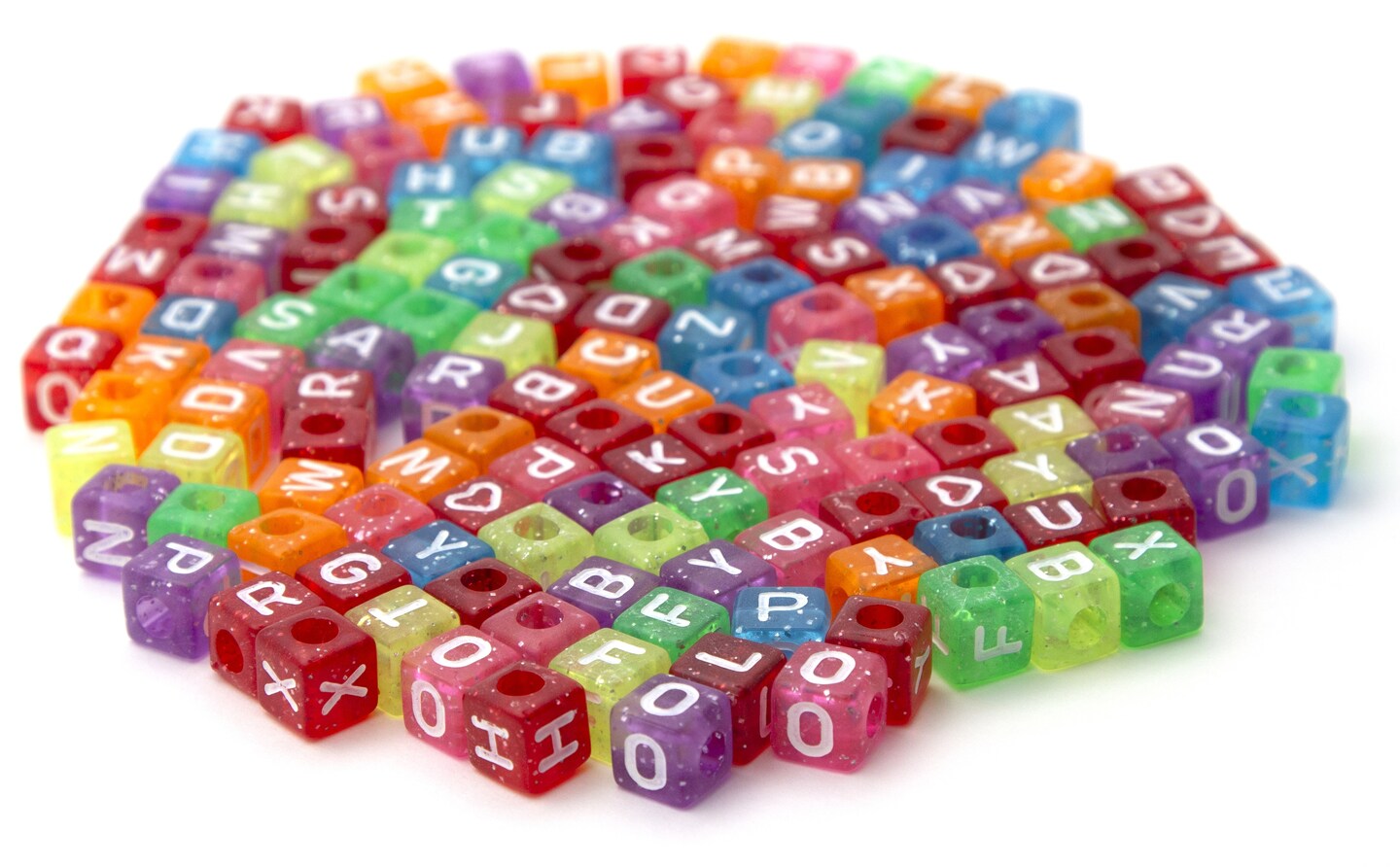 CousinDIY Alphabet Beads 8mm 160/Pkg-Transparent Glitter Multicolored