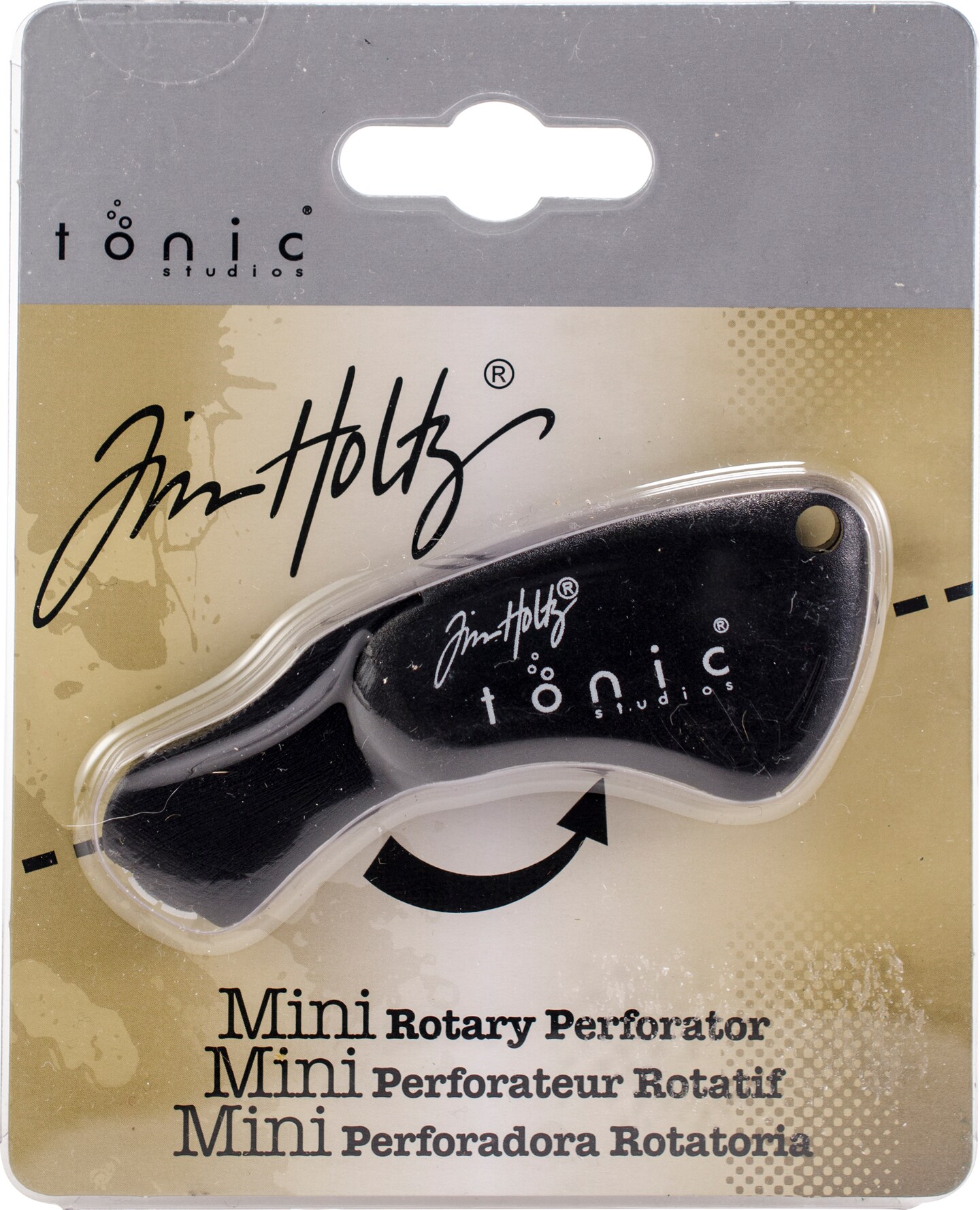  tonic studios Mini Rotary Perforator - 18mm Pinking Blade for  Cutting Perforated Paper - Rolling Craft Tool for Cardstock and Scrapbooks  - Small & Foldable, Black, 5 x 4 x 0.5