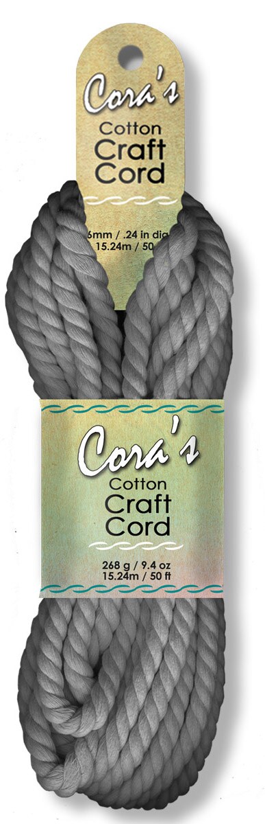 Pepperell Cara S Cotton Craft Cord 6mmx50 Charcoal Michaels