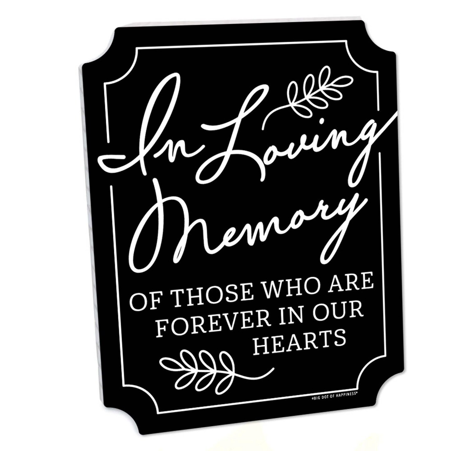 Big Dot of Happiness Black in Loving Memory Sign - Memorial Wedding Decor - Printed on Sturdy Plastic - 10.5 x 13.75 inches Sign with Stand - 1 Piece