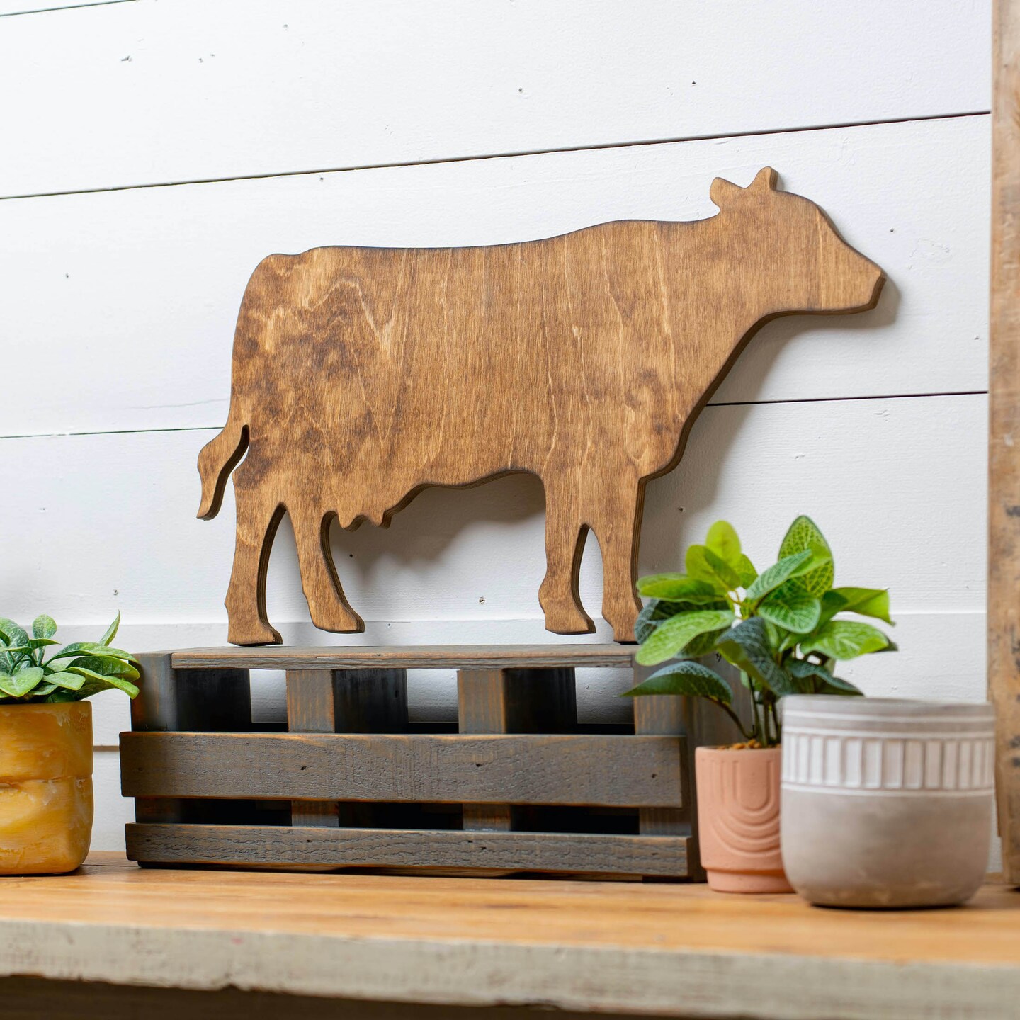 20 in. Unfinished Wooden Cow Shape