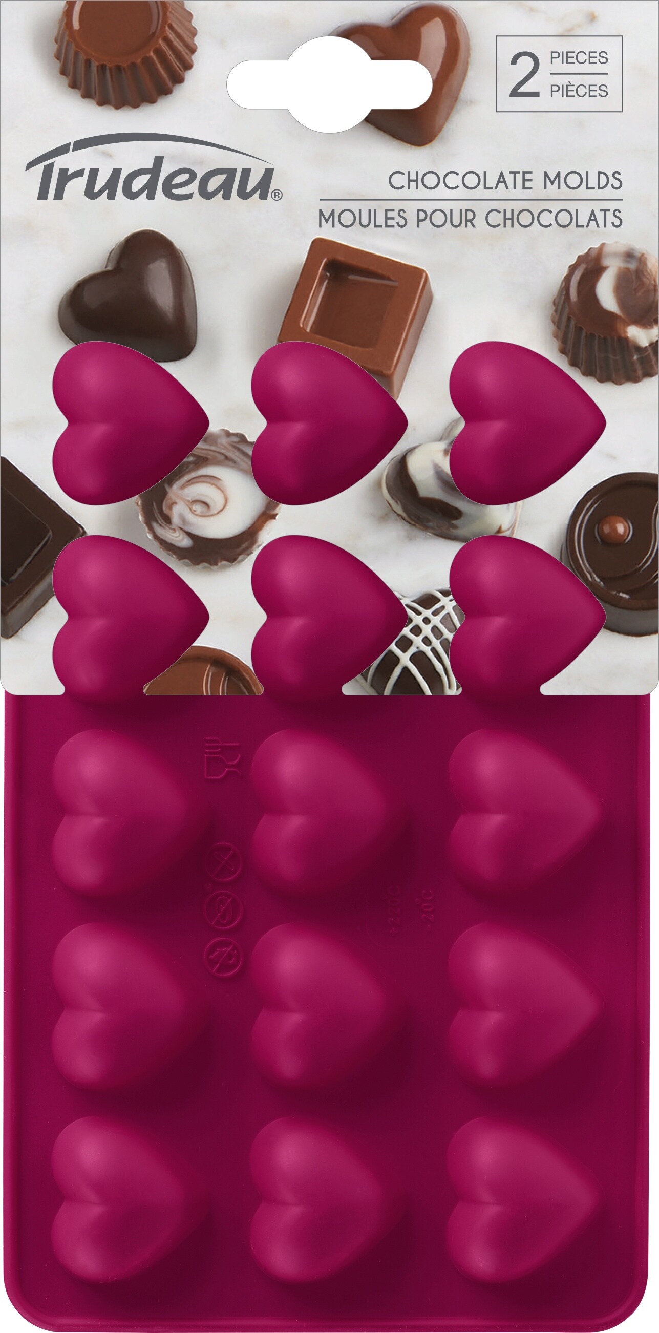 Trudeau Silicone Chocolate Mold 2/Pkg-Heart