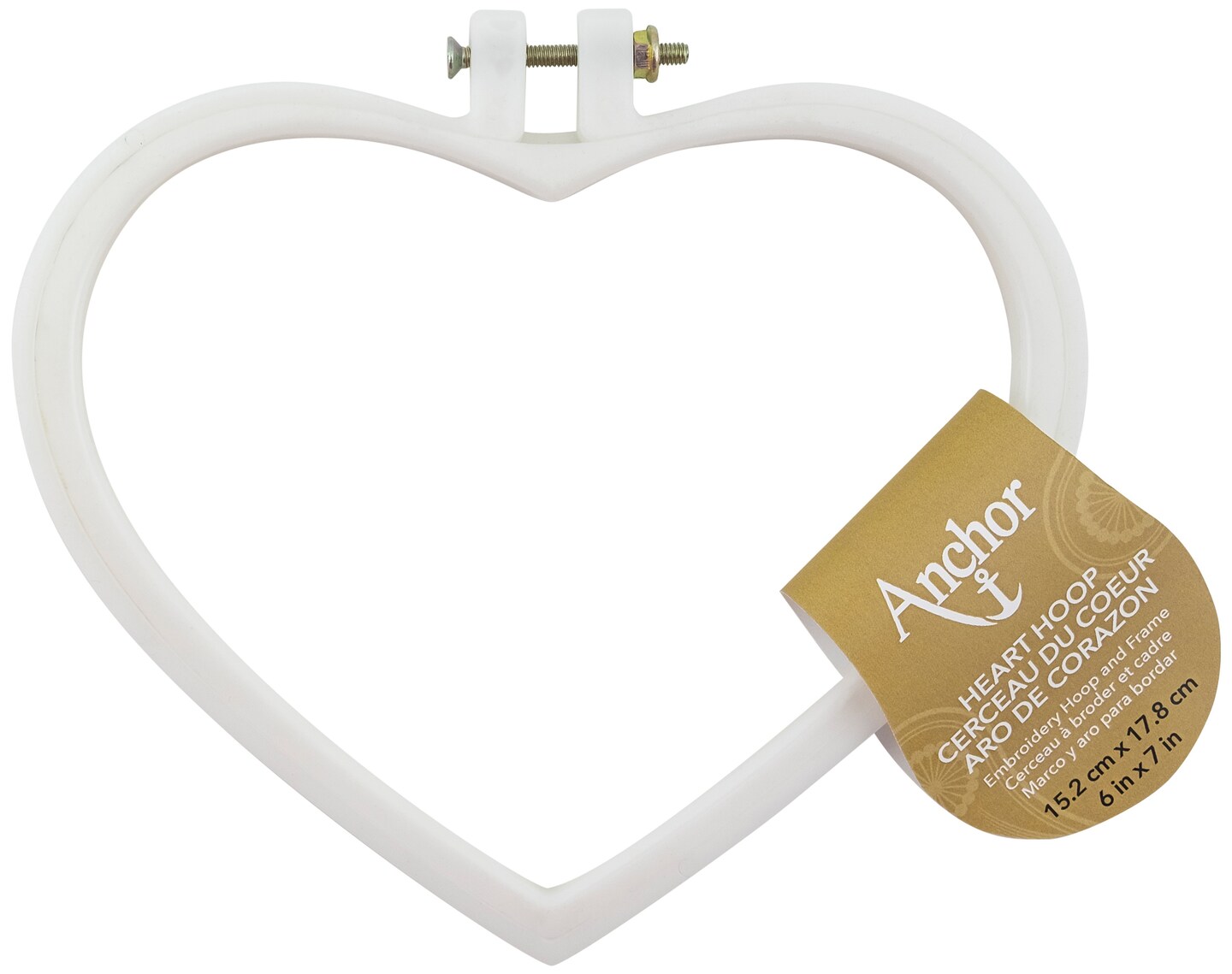Anchor Plastic Heart Shaped Embroidery Hoops -6&#x22; White