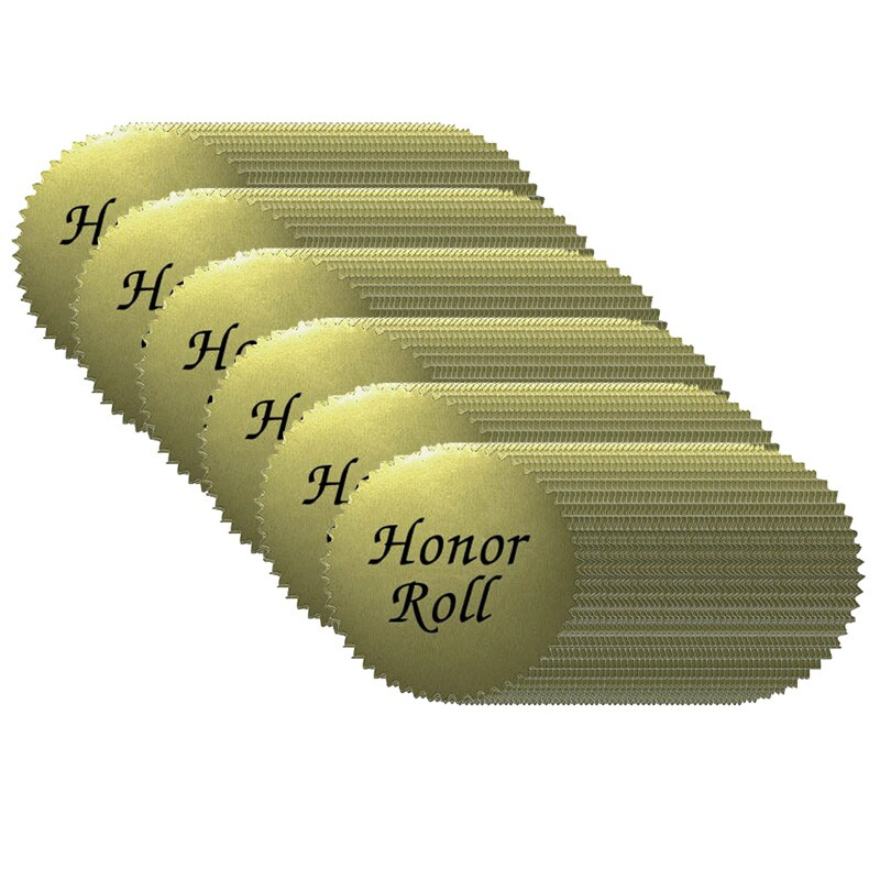 Gold 2&#x22; Honor Roll Sticker, 50 Per Pack, 6 Packs