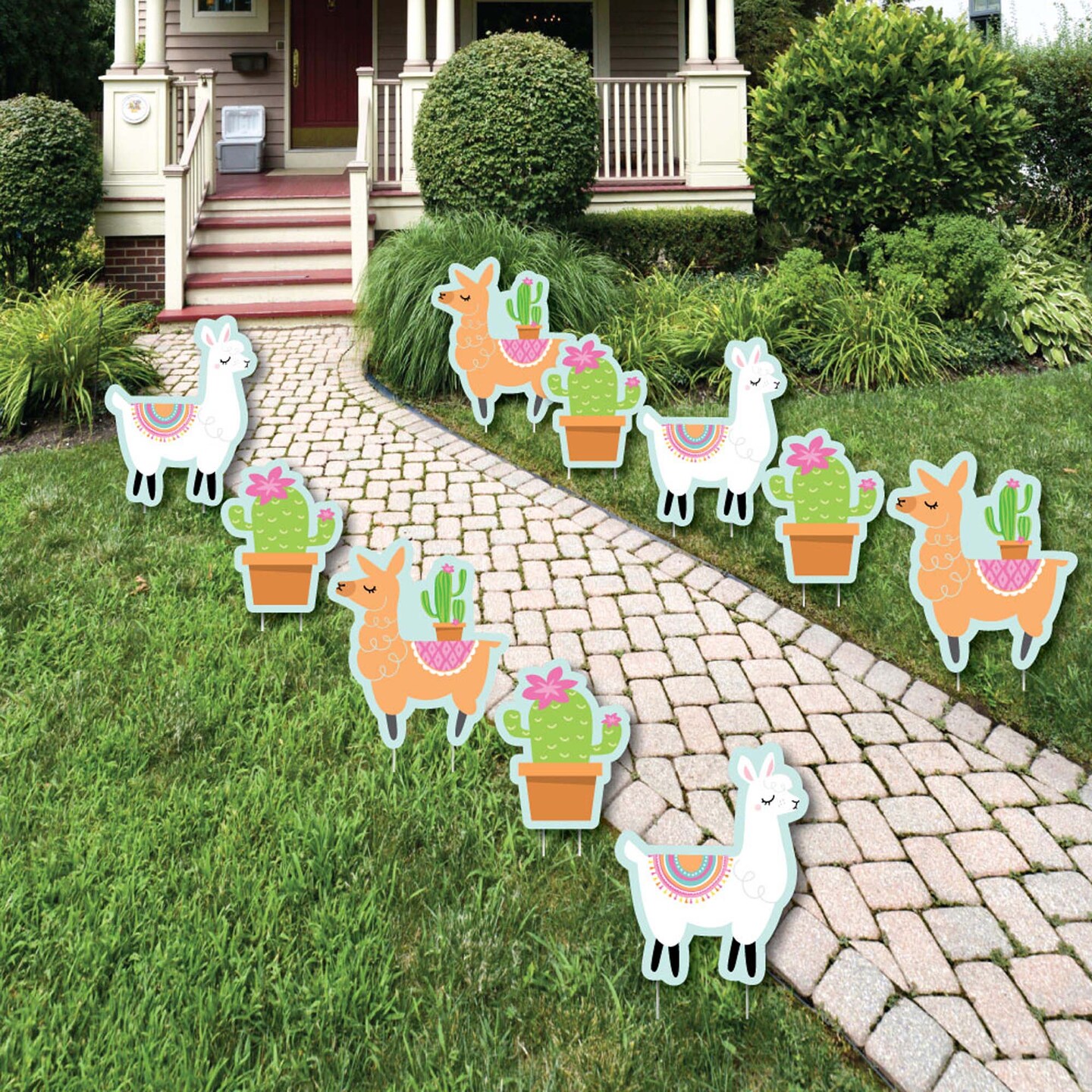 Big Dot of Happiness Whole Llama Fun - Lawn Decorations - Outdoor Llama Fiesta Baby Shower or Birthday Party Yard Decorations - 10 Piece